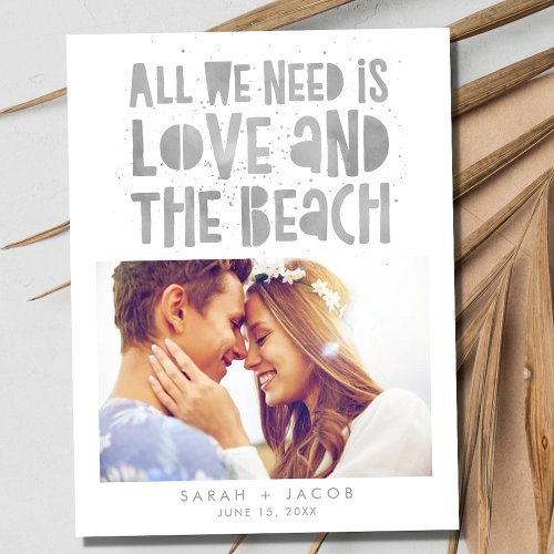 Love and the Beach Photo Wedding Save the Date Announcement Postcard