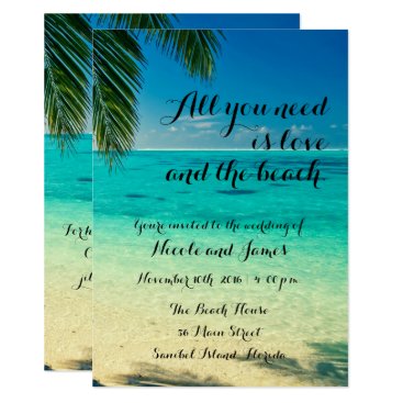 Love and The Beach Script Wedding Invite Love and The Beach Script Wedding Invite