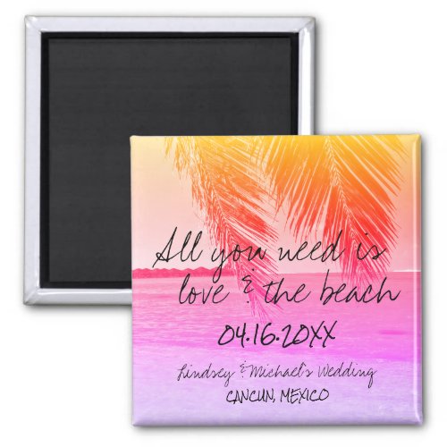 Love and The Beach Sunset Beach Wedding Magnet