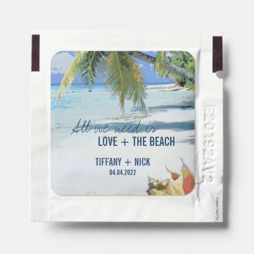 Love and The Beach Tropical Wedding Day Favors Hand Sanitizer Packet