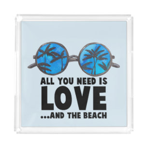 Love and the Beach Typography Acrylic Tray