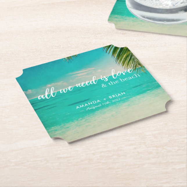 Love and the Beach Wedding Coasters (Angled)