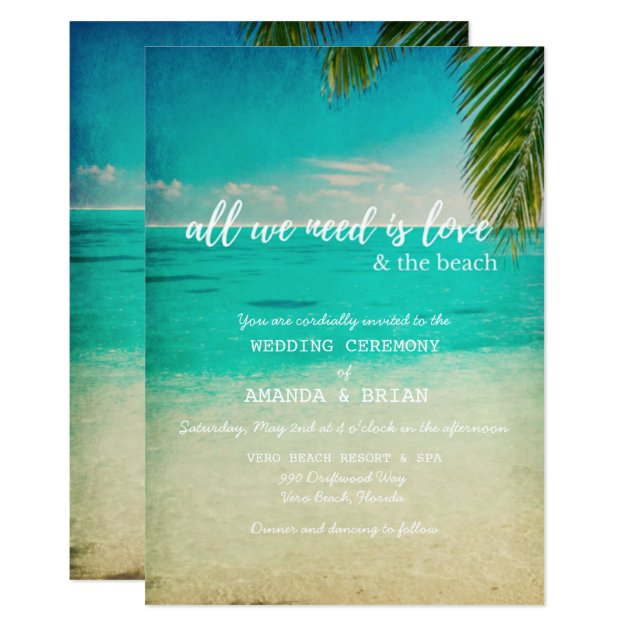 Love And The Beach Wedding Invitation