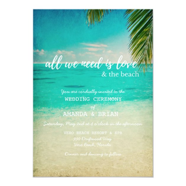 Love And The Beach Wedding Invitation