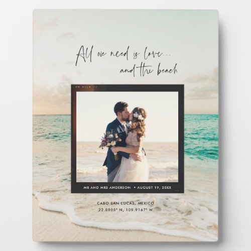 Love and the Beach Wedding Photo Plaque