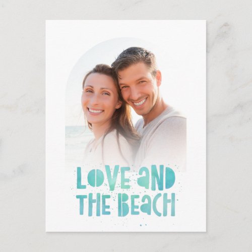 Love and the Beach Wedding Photo Save the Date Announcement Postcard