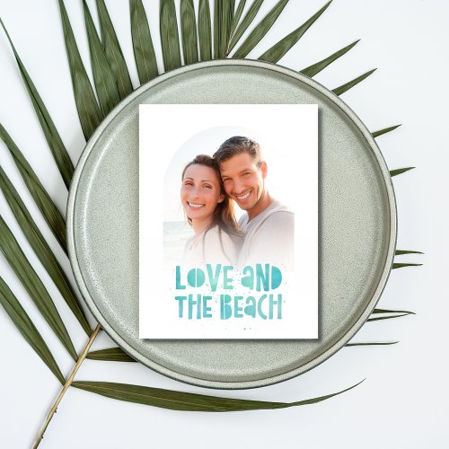 Love and the Beach Wedding Photo Save the Date Announcement Postcard
