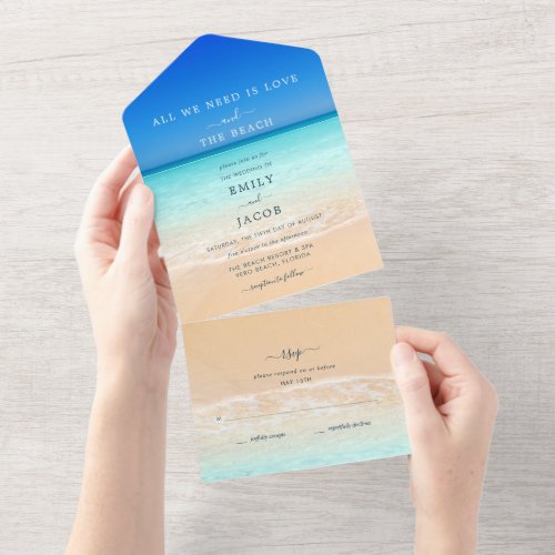 Love and the Beach Wedding RSVP  All In One Invita All In One Invitation