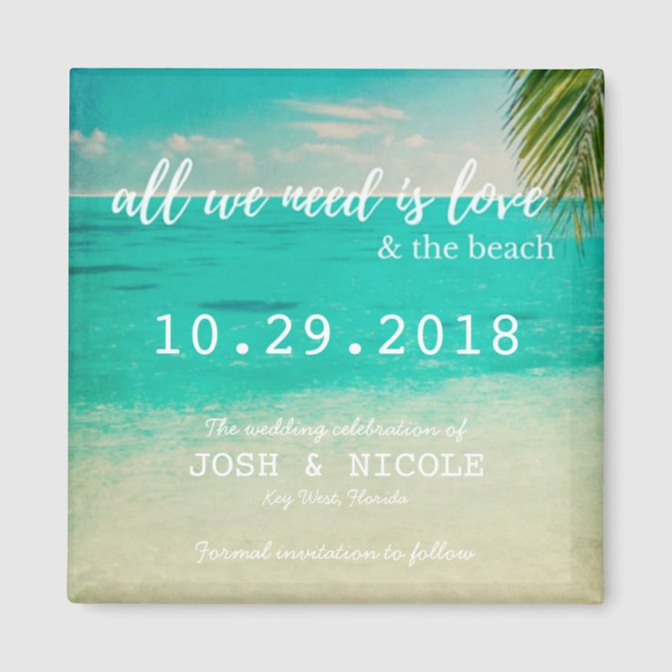 Love and the Beach Wedding Save the Date Magnets | Zazzle