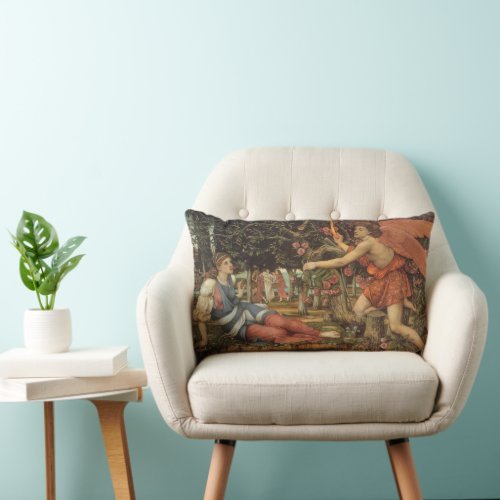Love and the Maiden by John Stanhope Lumbar Pillow