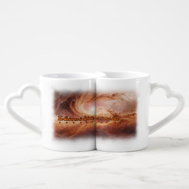 Love and Universe on a White Coffee Mug Set (Front Nesting)