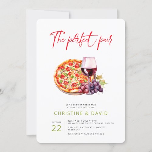 Love and Wine Perfect Pair Couple Shower Invitation