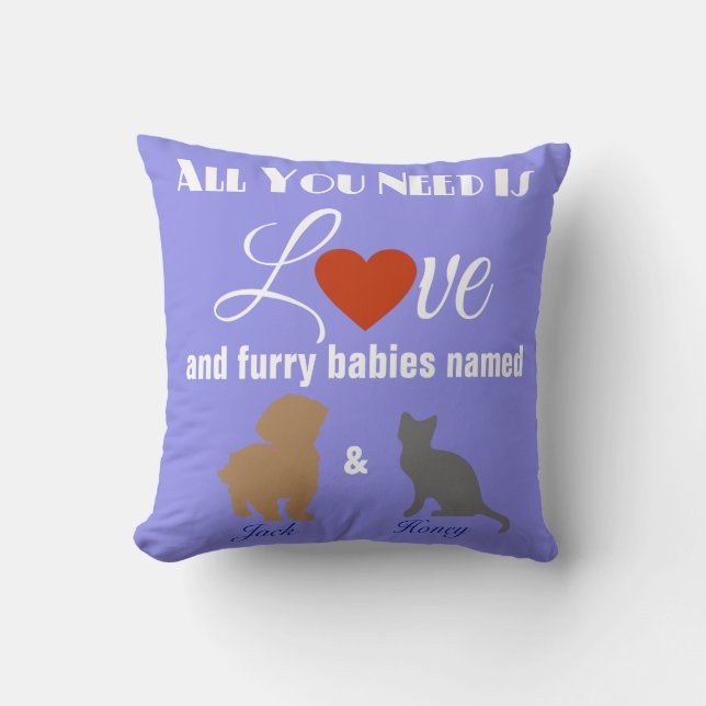 Love And Your Fur Babies Throw Pillow (Front)