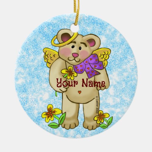 Love Angel Bear Ceramic Ornament