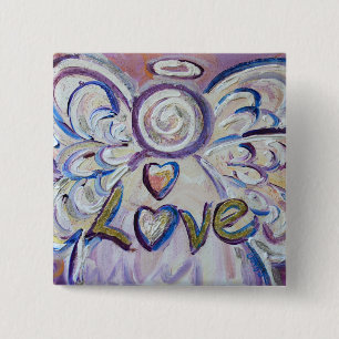 Love Angel Word Art Button Pendant Pin