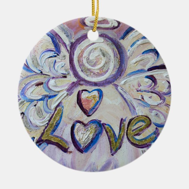 Love Angel Word Art Gift Holiday Ornament (Front)