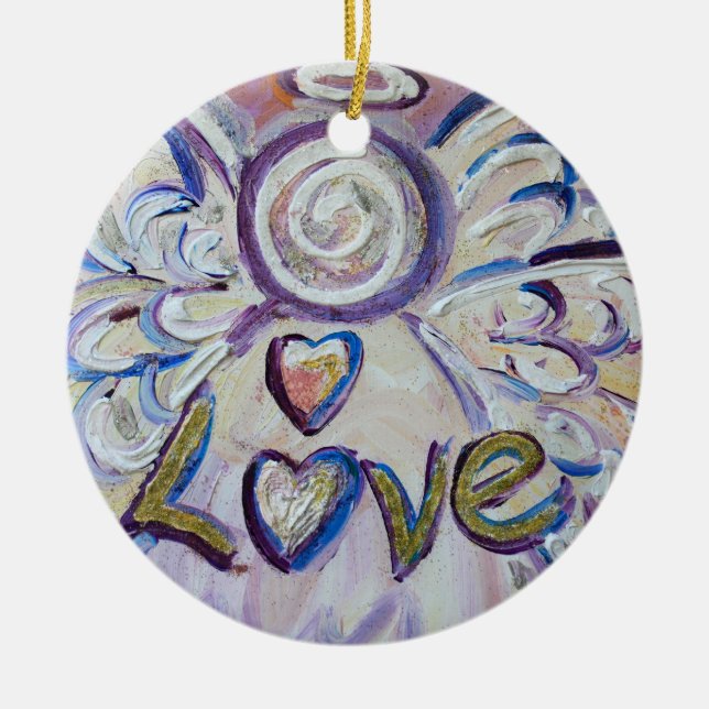 Love Angel Word Art Gift Holiday Ornament (Front)