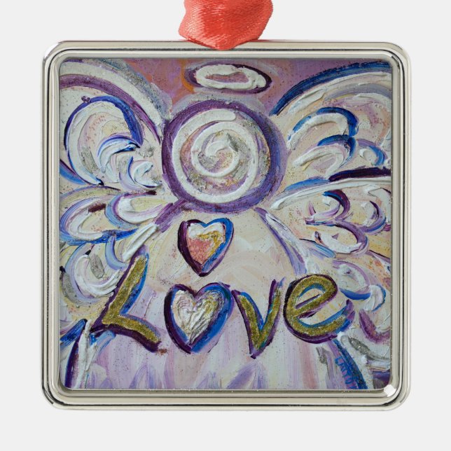 Love Angel Word Art Gift Holiday Ornaments (Front)