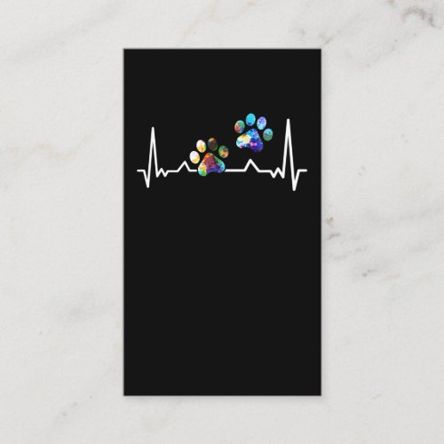 Love Animals Colorful Paw Heartbeat Business Card