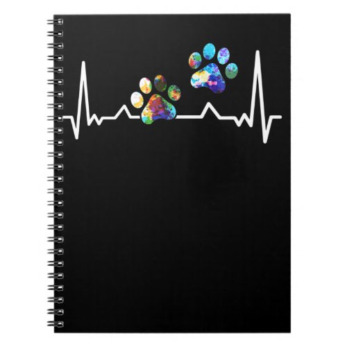 Love Animals Colorful Paw Heartbeat Notebook