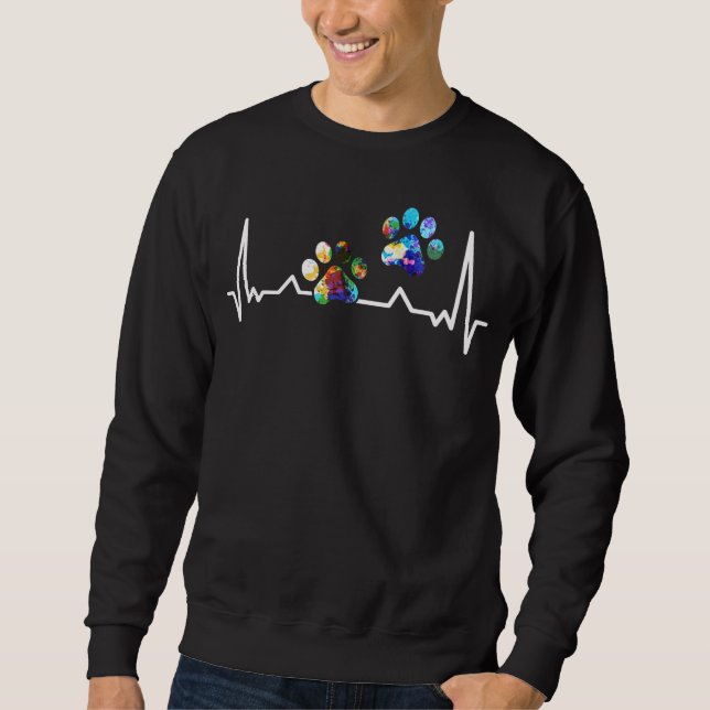 Love Animals Colorful Paw Heartbeat Sweatshirt (Front)