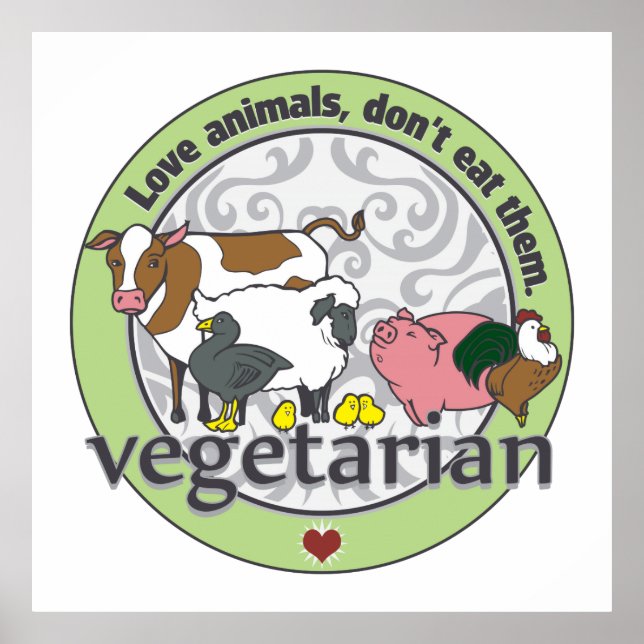 Love Animals Dont Eat Them Vegetarian Poster (Front)