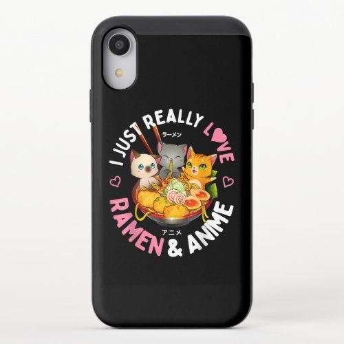 Love Anime and Ramen Japanese Noodles Cat Kawaii iPhone XR Slider Case