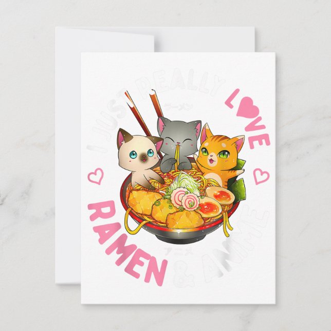 Love Anime and Ramen Japanese Noodles Neko Kawaii Invitation (Front)