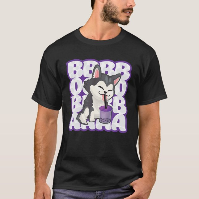 Love Anime Boba Bubble Tea Drink Cute Kawaii Puppy T-Shirt (Front)