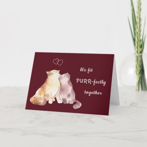 Love Anniversary Wedding Valentines Cats Hearts Card