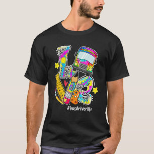LOVE Apple Tie Dye Bus Driver Life Back To School T-Shirt