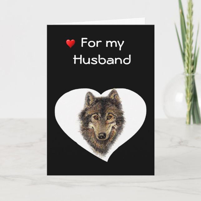 Love & Appreciate Husband  Wolf Valentine Holiday Card (Front)