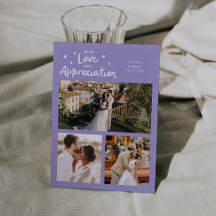 Love Appreciation Wedding Multi Photo Lilac Thank You Card
