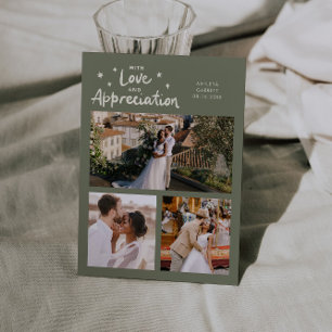 Love Appreciation Wedding Multi Photo Sage Green Thank You Card