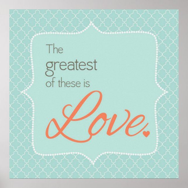 Love aqua and coral wall art (Front)