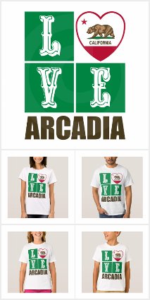 Love Arcadia California State Flag Heart