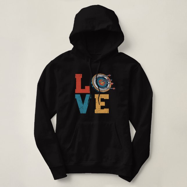 Love Archery Lover Bow Arrow Target Bullseye Arche Hoodie (Design Front)