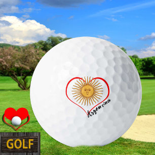 Love Argentina Golf Balls, flag, Heart, Sun Golf Balls