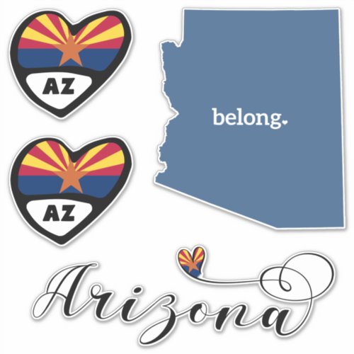 Love Arizona 3 Different Designs Die Cut Stickers