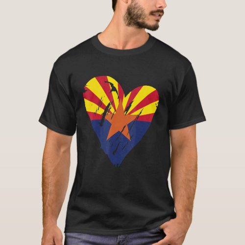 Love Arizona State Retro Heart Flag T_Shirt
