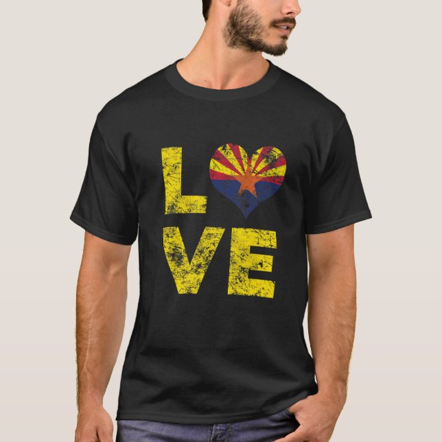 Love Arizona State Vintage Heart Flag T-Shirt (Front)