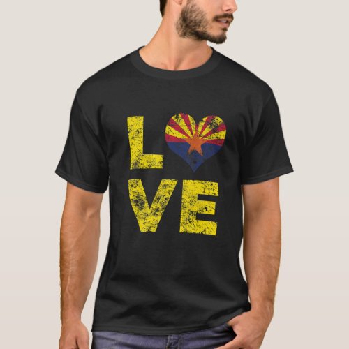 Love Arizona State Vintage Heart Flag   T_Shirt