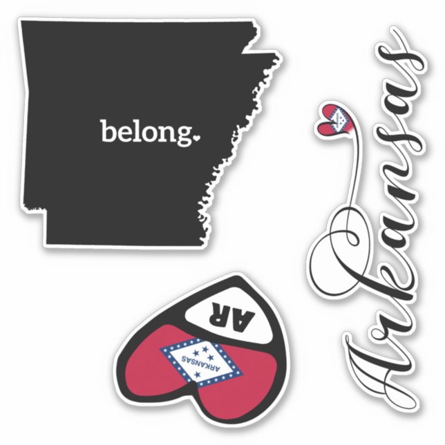 Love Arkansas, 3 Different Designs, Die Cut Sticker (Front)
