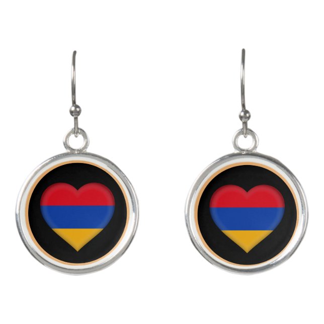 Love Armenia & Armenian flag fashion heart/sport Earrings (Front)