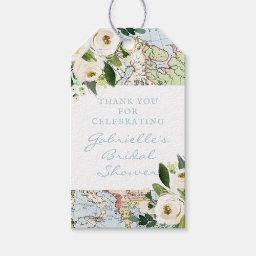 Love Around the World Floral Map Favor Gift Tags