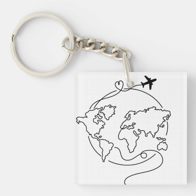 🌍 Love Around the World ✈️ Keychain (Front)