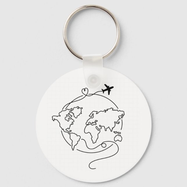 🌍 Love Around the World ✈️ Keychain (Front)