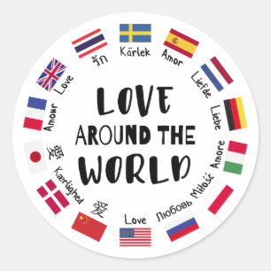 Love Around the World Languages Classic Round Sticker