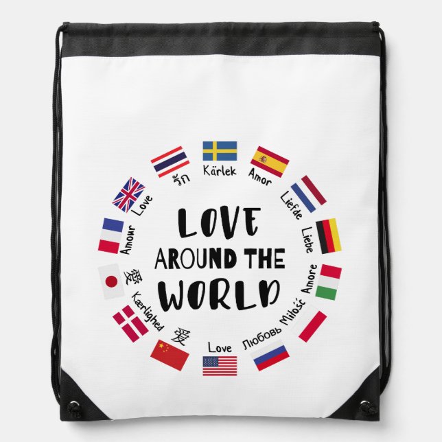 Love Around the World Languages  Drawstring Bag (Front)