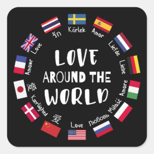 Love Around the World Languages Square Sticker